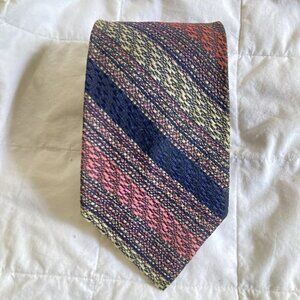VTG RHODIA Tie Acetate Woven in FRANCE Striped Elegant Textured Necktie
